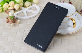Луксозен кожен калъф тефтер и стойка за Huawei Honor 5x черен